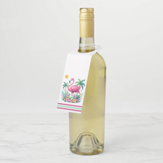 熱帯/フロリダピンクフラミンゴ ボトルネックタグ (アングル)