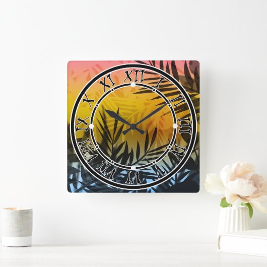 熱帯、夏 スクエア壁時計 (ホーム)