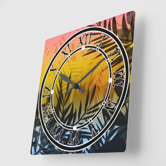 熱帯、夏 スクエア壁時計 (傾斜)