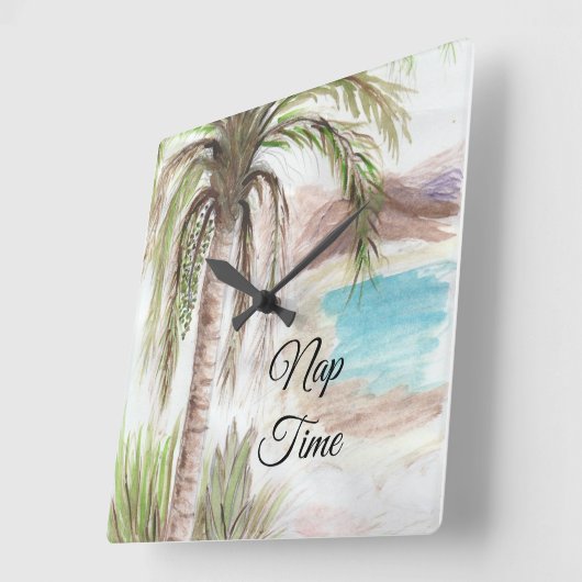 熱帯「昼寝時間」 スクエア壁時計 (傾斜)
