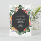 熱帯・金ゴールド植物フローラ結婚のインビタ 招待状 (スタンド正面)