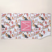 熱帯Biが付いているあなたのモノグラム|Modernパターンを加えて下さい ビーチタオル (正面)