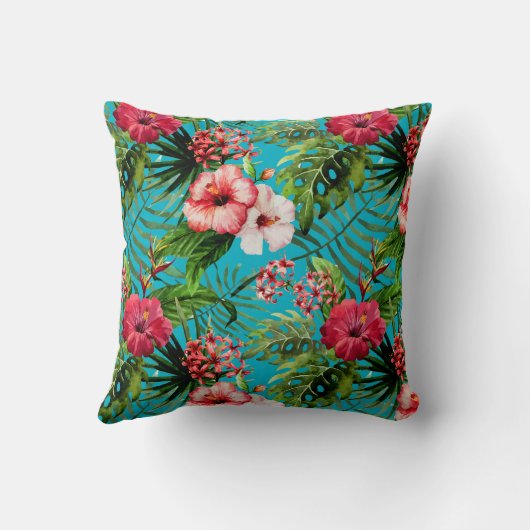 熱帯Flamigosおよびヤシの木の装飾用クッション クッション (裏面)