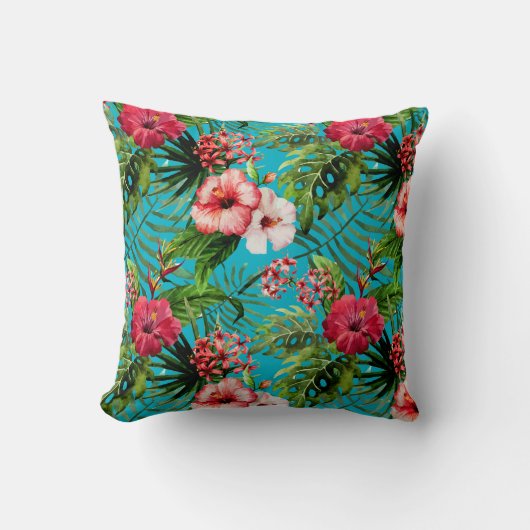 熱帯Flamigosおよびヤシの木の装飾用クッション クッション (正面)
