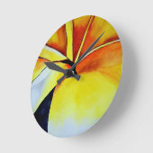 熱帯Frangipaniの花の水彩画の抽象美術 ラウンド壁時計 (傾斜)