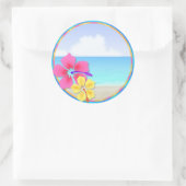 熱帯Hawiianのルアウ(ハワイ式宴会)のカップケーキの上層のステッカー ラウンドシール (バッグ)