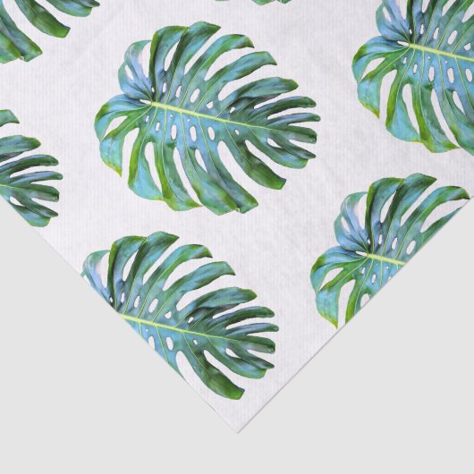 熱帯Monsteraの葉の写真の緑の草木 薄葉紙 (詳細)