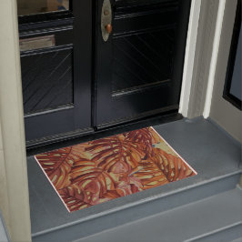 熱帯Monsteraはジャングルのドア・マットを残します ドアマット