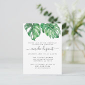 熱帯Monsteraはスタイリッシュな原稿の誕生日を残します インビテーションポストカード (スタンド正面)