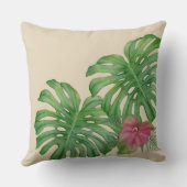 熱帯Monstera及びアンスリウム属のジャングルの装飾用クッション クッション (裏面)