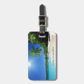 熱帯palmtreesの楽園のビーチ ラゲッジタグ (正面縦)
