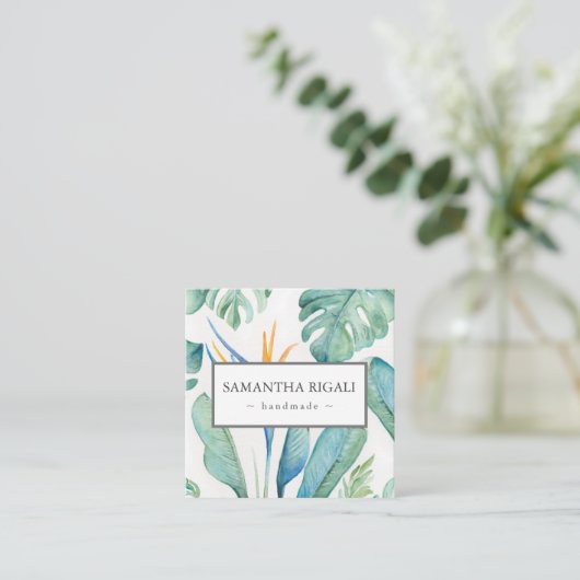 熱帯QRコードビジネスカード – 熱帯花 エンクロージャーカード (スタンド正面)