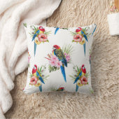 熱帯rosellaの鳥の枕(白い) クッション (ブランケット)