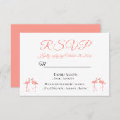 熱帯RSVPピンクフラミンゴ結婚スの夏パーティー 招待状 (正面/裏面)