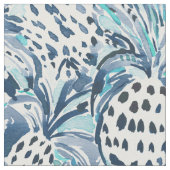 熱帯SITCHのインディゴのパイナップル水彩画 ファブリック (クローズアップ)