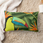 熱帯Toucanそして極楽鳥 ランバークッション (ブランケット)