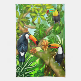 熱帯Toucanのジャングルの台所ふきん キッチンタオル