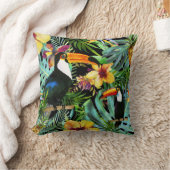 熱帯Toucanの楽園のやしパイナップルモダン クッション (ブランケット)