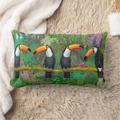 熱帯Toucanの鳥のアクセントの枕 ランバークッション (ブランケット)