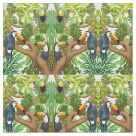 熱帯Toucanの鳥の生地 ファブリック