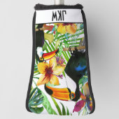 熱帯Toucansおよびエキゾチックな花のモダンなトレンディー ゴルフヘッドカバー (回転90)