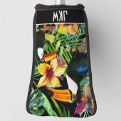 熱帯Toucansおよびエキゾチックな花のモダンなトレンディー ゴルフヘッドカバー (回転90)