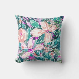 熱帯TREKの花の水彩画は2味方しました クッション
