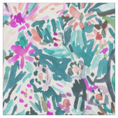 熱帯TREKの花の水彩画パターン ファブリック (クローズアップ)