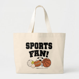 熱心なスポーツファン – スポーツボールキャラクター ラージトートバッグ