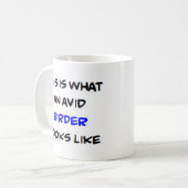 熱心なバーダー コーヒーマグカップ (正面左)