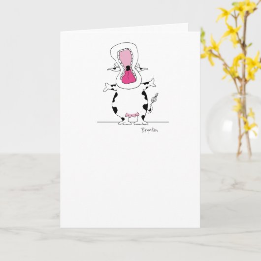 熱心な牛 カード (黄色い花)