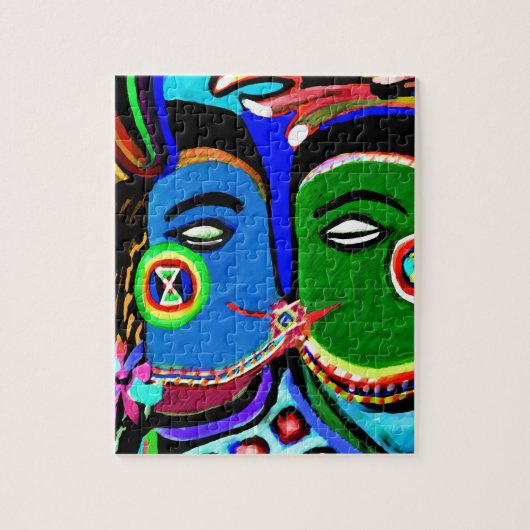 熱情的なキス-ヴィンテージのインドの洞窟の芸術のスタイル ジグソーパズル (縦)