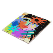 熱抽象芸術デジタルポートレートの女性 タイル (側面)