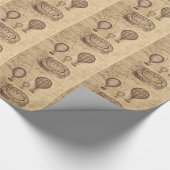 熱気の気球および旅行者のコンパス ラッピングペーパー (角)