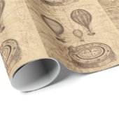 熱気の気球および旅行者のコンパス ラッピングペーパー (ロールコーナー)