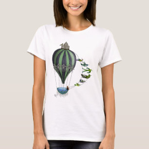 熱気の気球および鳥 Tシャツ