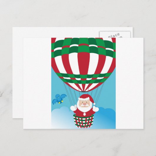 熱気の気球のサンタクロース シーズンポストカード (正面/裏面)