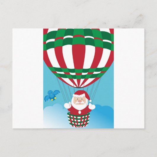 熱気の気球のサンタクロース シーズンポストカード (正面)