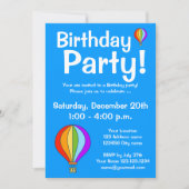 熱気の気球のバースデーパーティ招待状 招待状