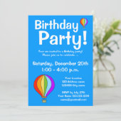 熱気の気球のバースデーパーティ招待状 招待状 (スタンド正面)