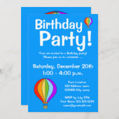 熱気の気球のバースデーパーティ招待状 招待状 (正面/裏面)