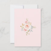 熱気の気球のピンクの金ゴールドの花の女の子の第1誕生日 招待状 (裏面)