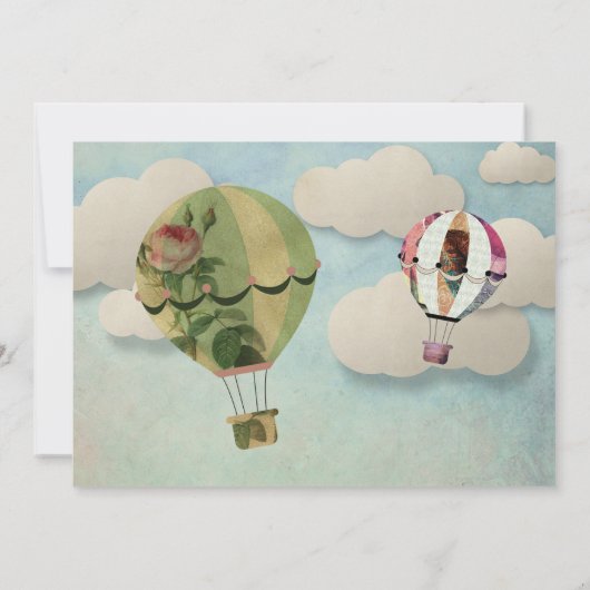 熱気の気球のベビーシャワーの招待 招待状 (裏面)