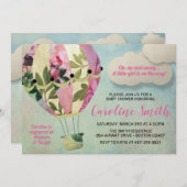 熱気の気球のベビーシャワーの招待 招待状 (正面/裏面)