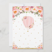 熱気の気球のベビーシャワーの赤面の花の女の赤ちゃん 招待状 (裏面)