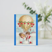 熱気の気球のヴィンテージのバレンタイン シーズンポストカード (スタンド正面)