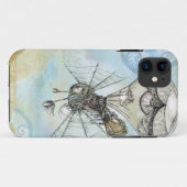 熱気の気球のヴィンテージのSteampunkの青いデザイン Case-Mate iPhoneケース (裏面(横))