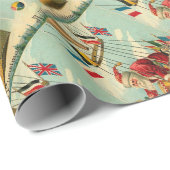 熱気の気球のヴィンテージサンタ ラッピングペーパー (ロールコーナー)