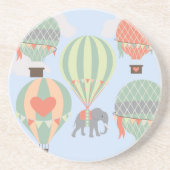 熱気の気球の上昇に乗っているかわいい象 コースター (正面)