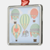 熱気の気球の上昇に乗っているかわいい象 メタルオーナメント (左)